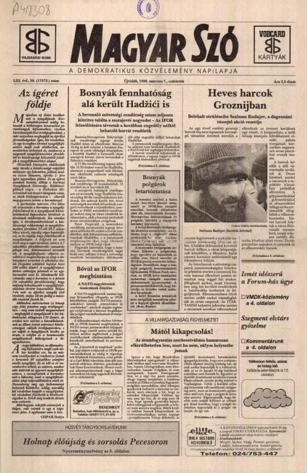 Magyar Szó, 53. évf. 1996. március 7. 56. sz. 1–16. oldal
