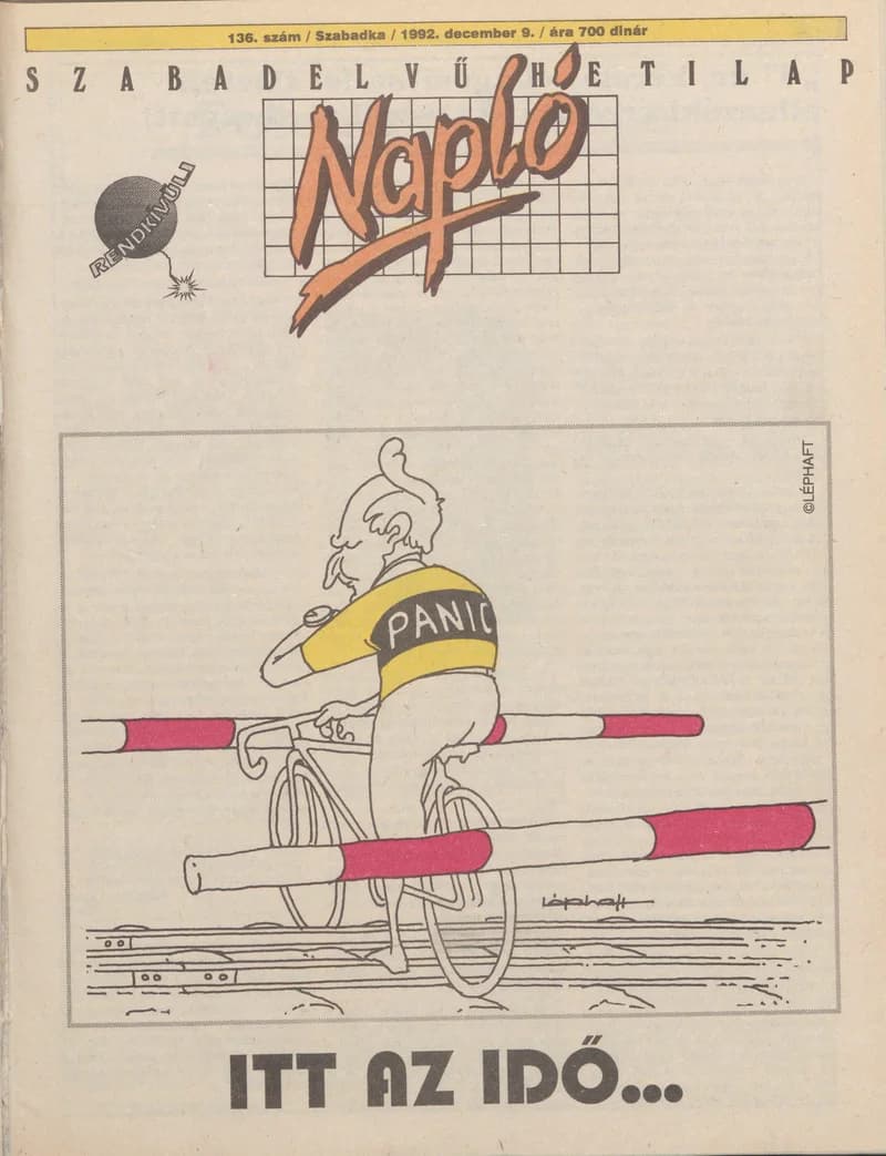 Napló - Szabadelvű hetilap, 3. évf. 1992. december 9. 136. sz.