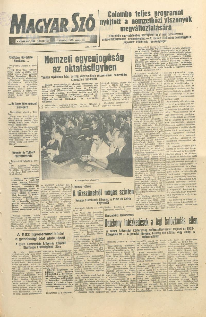 Magyar Szó, 33. évf. 1976. szeptember 15. 255. sz. 1–20. oldal