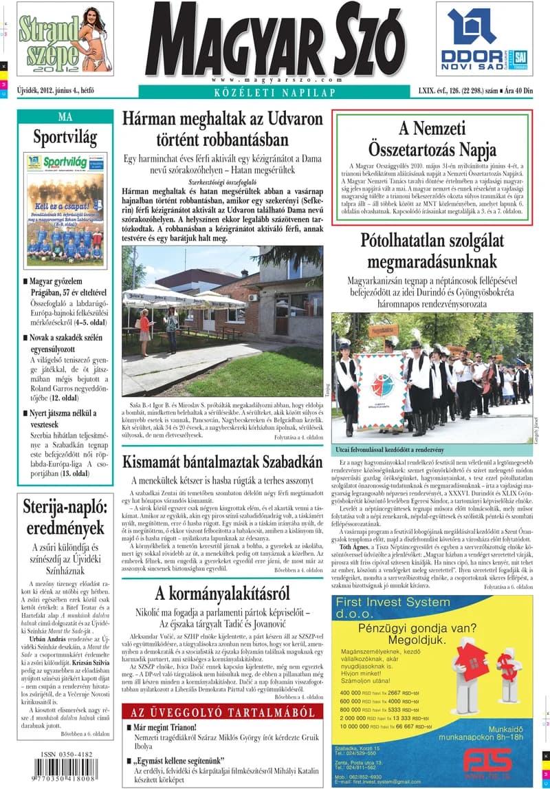 Magyar Szó, 69. évf. 2012. június 4. 126. sz. 1–16. oldal