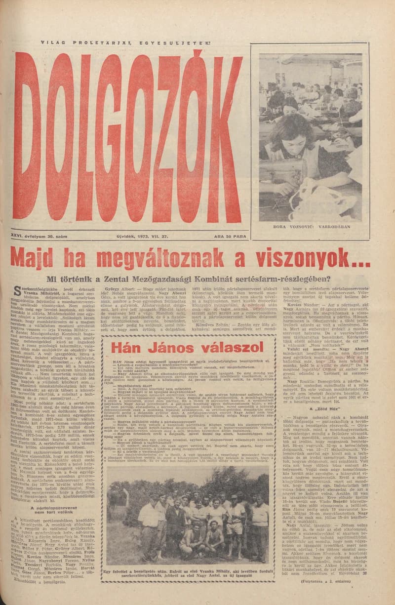 Dolgozók, 27. évf. 1973. július 27. 30. sz.