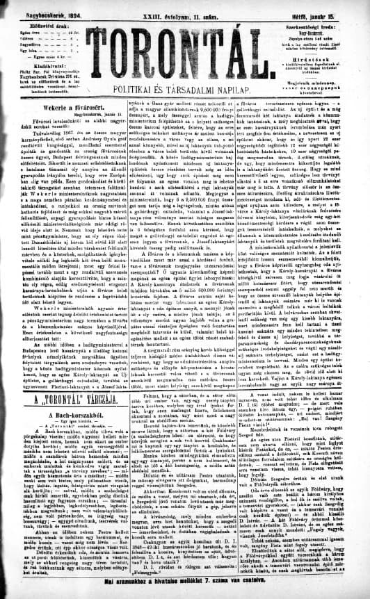 Torontál, 23. évf. 1894. január 15. 11. sz.