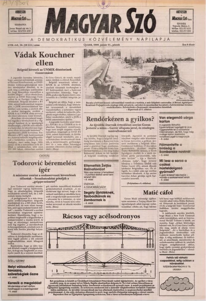 Magyar Szó, 57. évf. 2000. január 21. 16. sz. 1–16. oldal