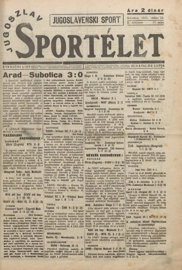 Jugoszláv sportélet, 2. évf. 1923. május 22. 17. sz.