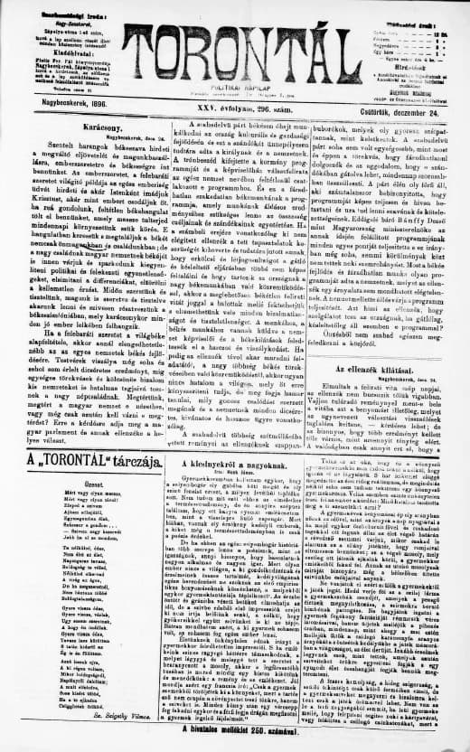 Torontál, 25. évf. 1896. december 24. 296. sz.