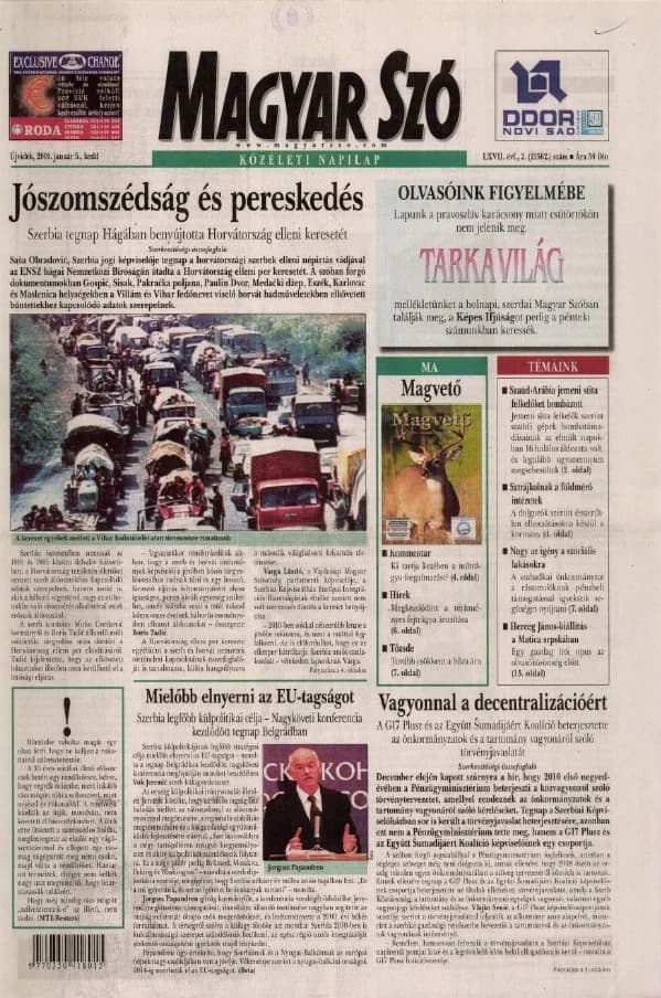 Magyar Szó, 67. évf. 2010. január 5. 2. sz. 1–20. oldal