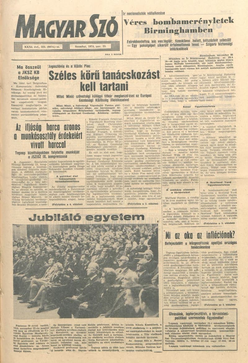 Magyar Szó, 31. évf. 1974. november 23. 323. sz. 1–20. oldal