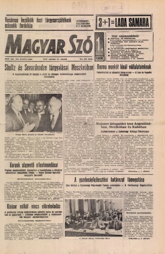 Magyar Szó, 44. évf. 1987. október 23. 292. sz. 1–20. oldal