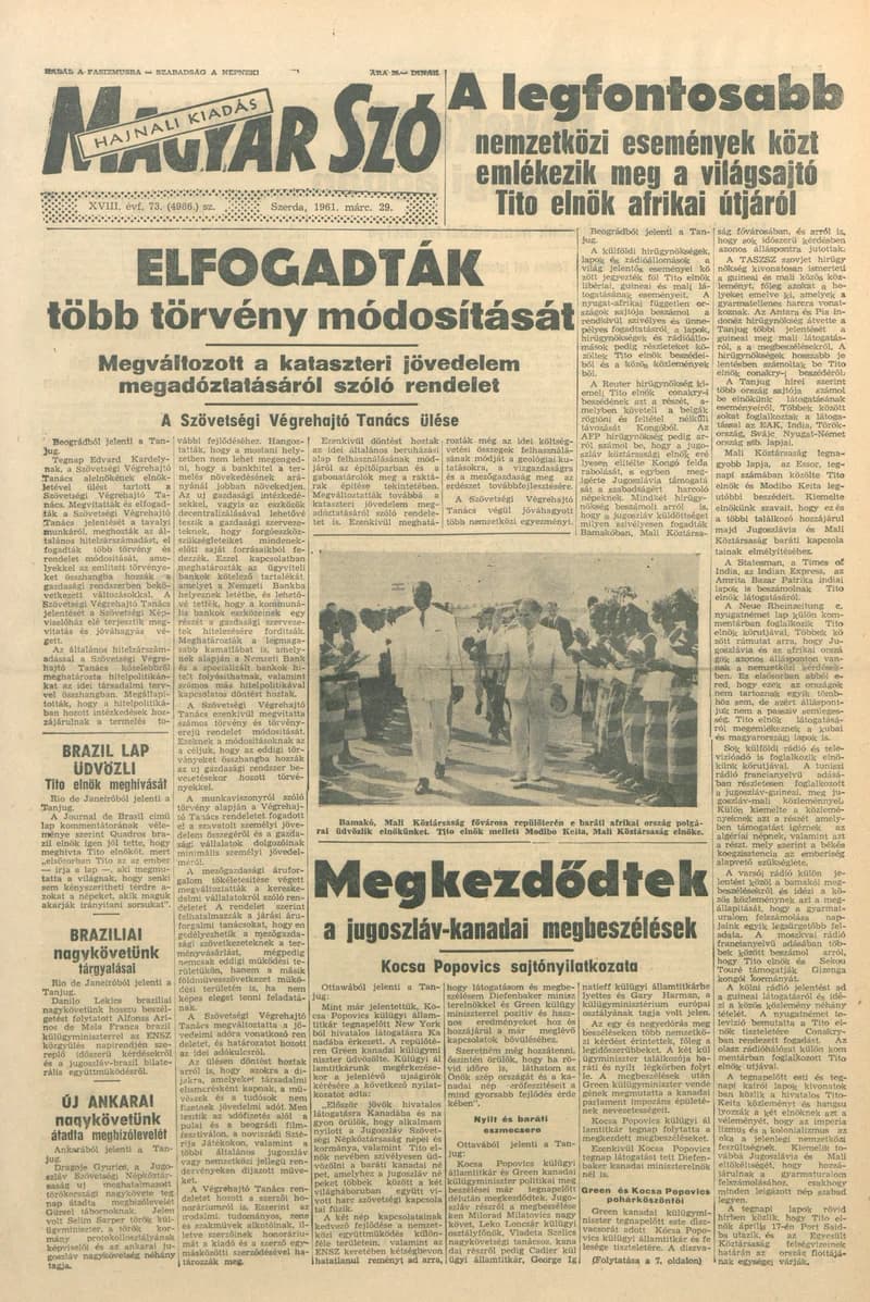 Magyar Szó, 18. évf. 1961. március 29. 73. sz. 1–14. oldal