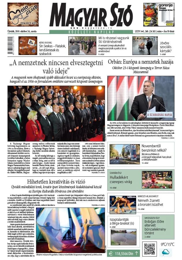 Magyar Szó, 75. évf. 2018. október 24. 248. sz. 1–16. oldal