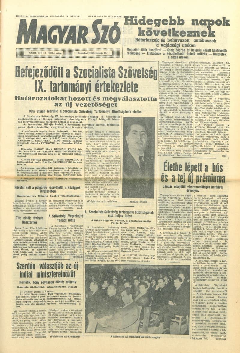 Magyar Szó, 23. évf. 1966. január 15. 13. sz.