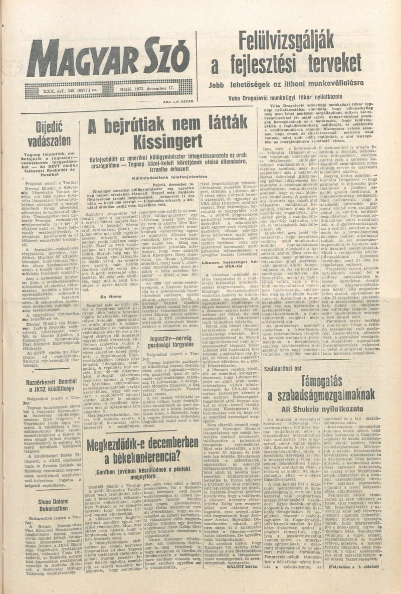 Magyar Szó, 30. évf. 1973. december 17. 345. sz.
