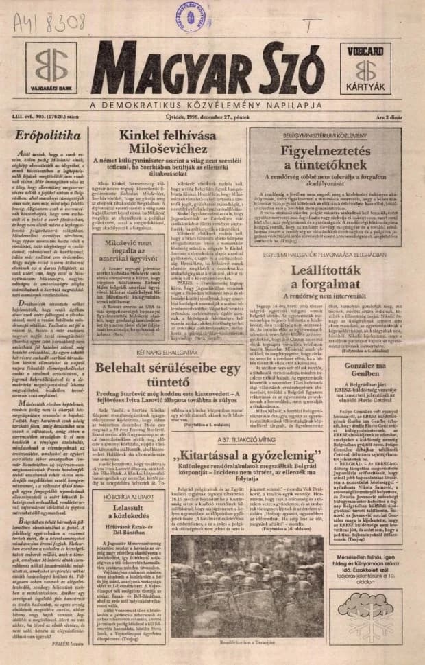 Magyar Szó, 53. évf. 1996. december 27. 303. sz. 1–16. oldal