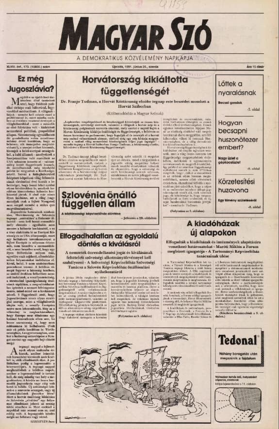 Magyar Szó, 48. évf. 1991. június 26. 173. sz. 1–20. oldal