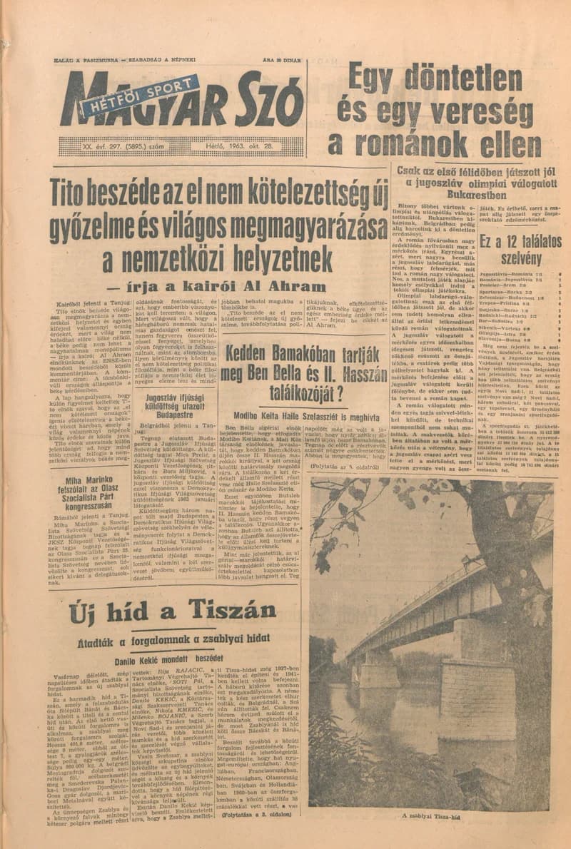 Magyar Szó, 20. évf. 1963. október 28. 297. sz. 1–16. oldal