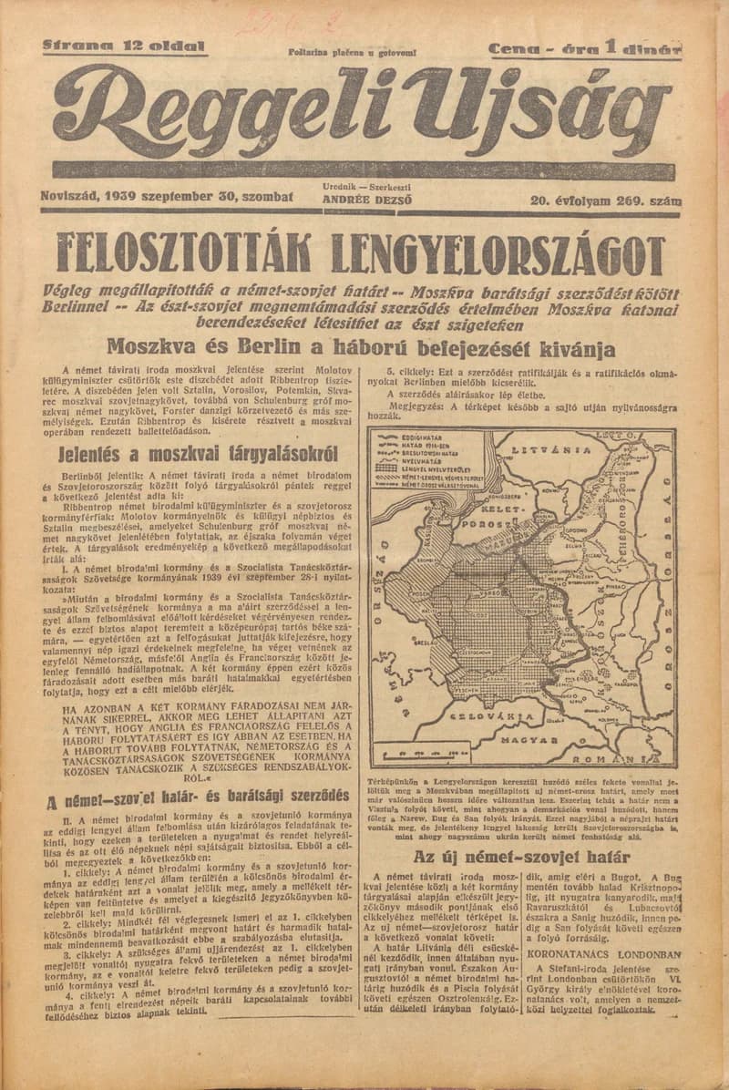 Reggeli Újság, 20. évf. 1939. szeptember 30. 269. sz.