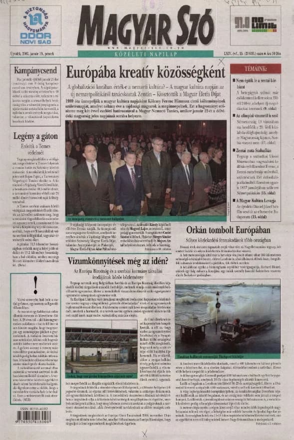Magyar Szó, 64. évf. 2007. január 19. 15. sz. 1–20. oldal