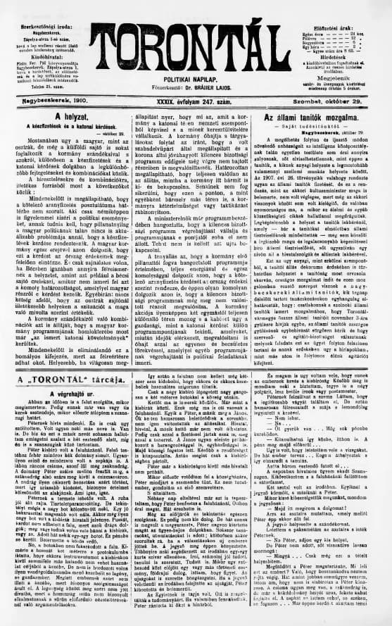 Torontál, 39. évf. 1910. október 29. 247. sz.