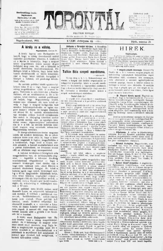 Torontál, 34. évf. 1905. március 20. 65. sz.