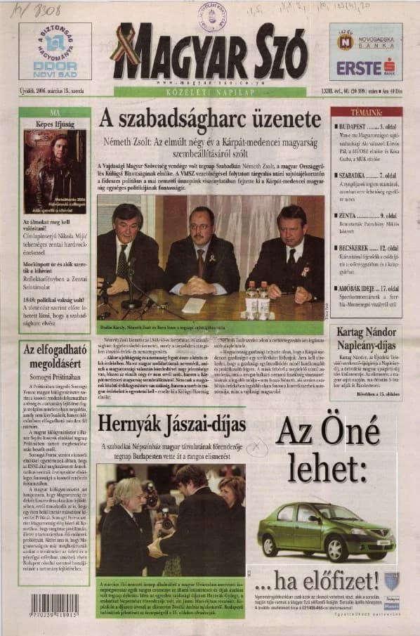 Magyar Szó, 63. évf. 2006. március 15. 60. sz. 1–19. oldal