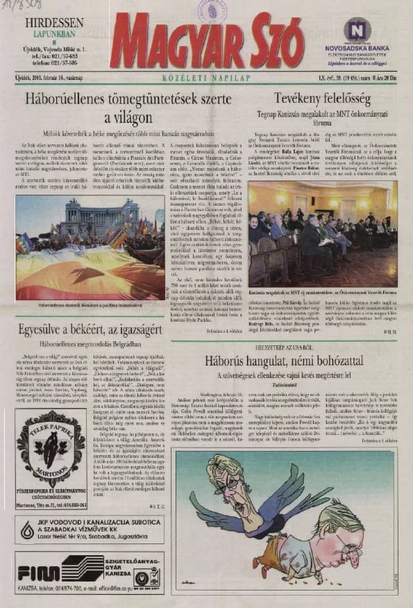 Magyar Szó, 60. évf. 2003. február 16. 39. sz. 1–24. oldal