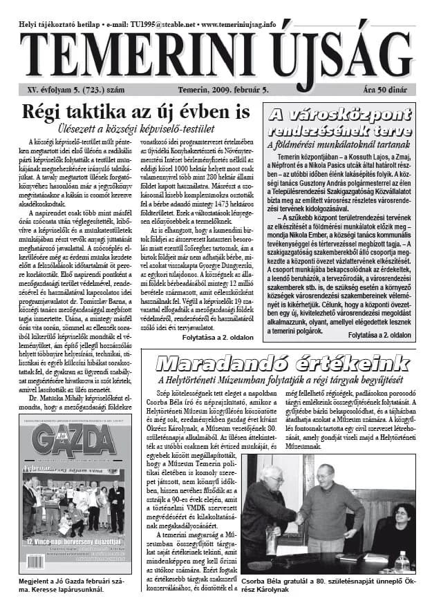 Temerini Újság, 15. évf. 2009. február 5. 5. sz.
