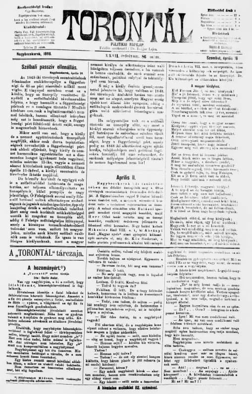 Torontál, 27. évf. 1898. április 16. 86. sz.