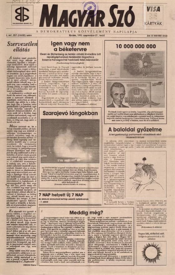 Magyar Szó, 50. évf. 1993. szeptember 21. 257. sz. 1–16. oldal