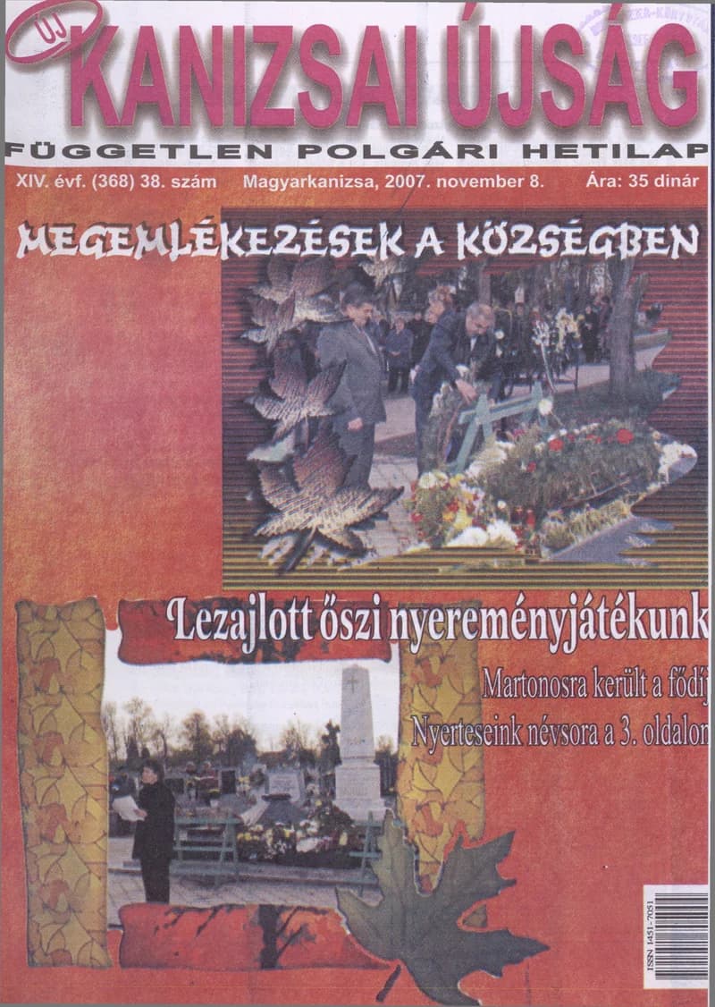 Új Kanizsai Újság, 14. évf. 2007. november 8. 38. sz.