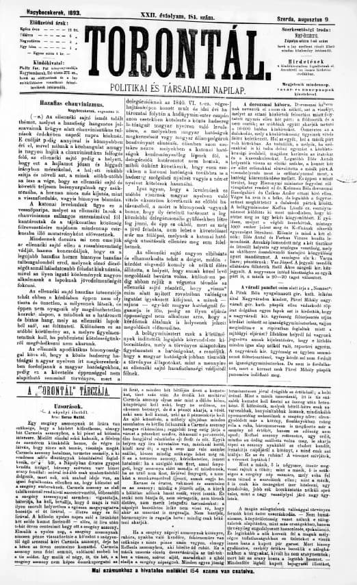 Torontál, 22. évf. 1893. augusztus 9. 181. sz.