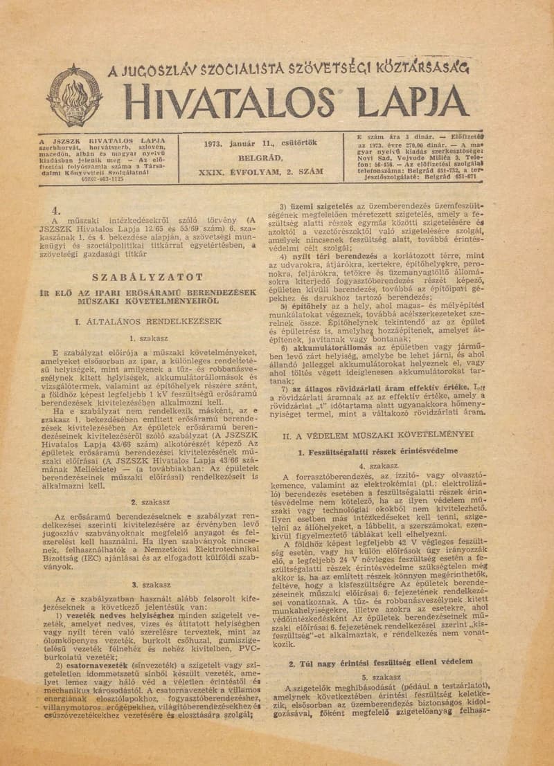A Jugoszláv Szocialista Szövetségi Köztársaság Hivatalos Lapja, 29. évf. 1973. január 11. 2. sz. 5–28. oldal