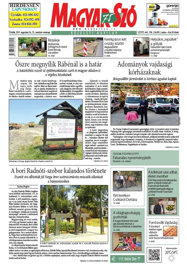 Magyar Szó, 76. évf. 2019. augusztus 24. – 25. 196. sz. 1–42. oldal