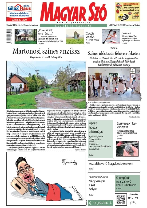 Magyar Szó, 74. évf. 2017. április 22. – 23. 92. sz.