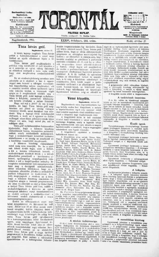 Torontál, 32. évf. 1903. október 27. 244. sz.