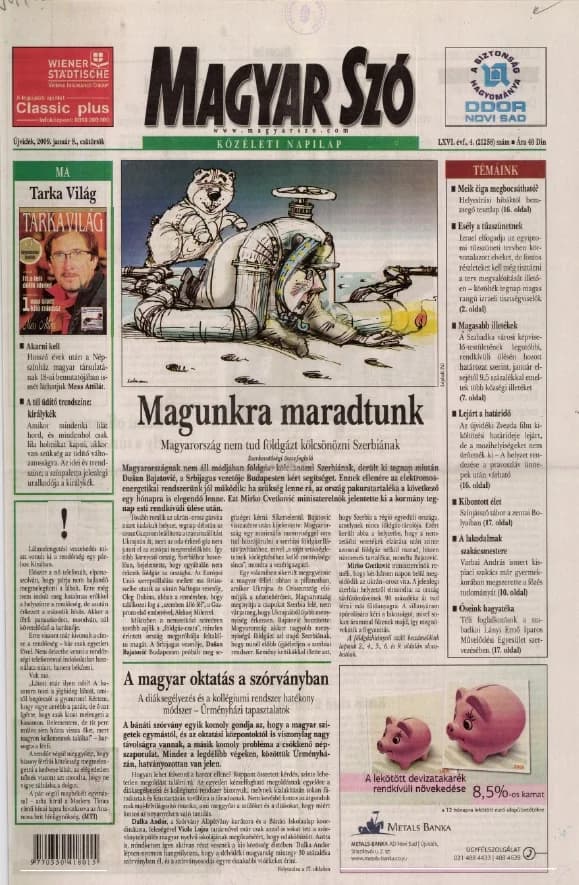 Magyar Szó, 66. évf. 2009. január 8. 4. sz. 1–20. oldal