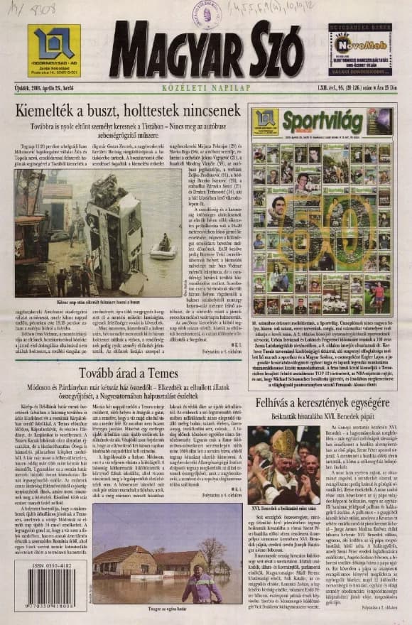 Magyar Szó, 62. évf. 2005. április 25. 95. sz. 1–12. oldal