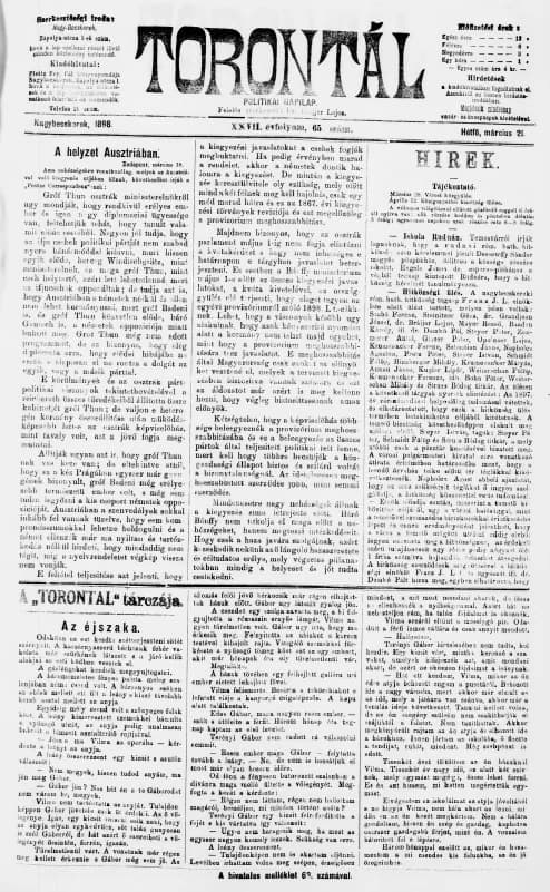Torontál, 27. évf. 1898. március 21. 65. sz.