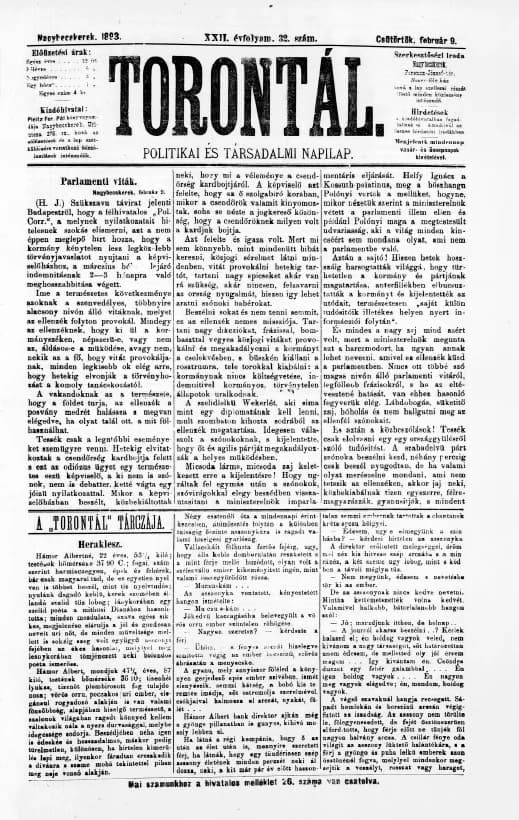 Torontál, 22. évf. 1893. február 9. 32. sz.