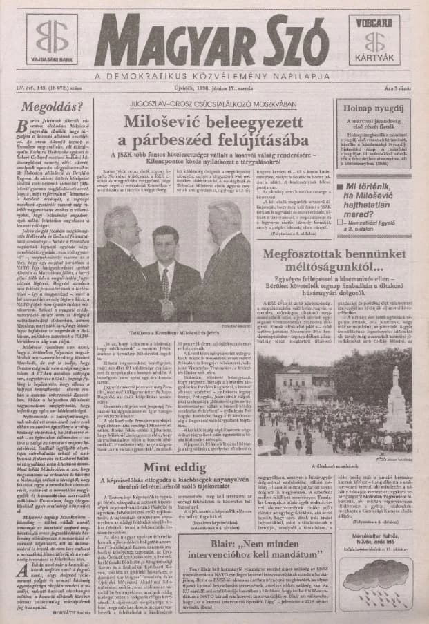 Magyar Szó, 55. évf. 1998. június 17. 143. sz. 1–16. oldal