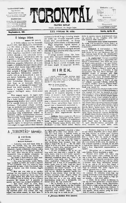 Torontál, 30. évf. 1901. április 24. 94. sz.