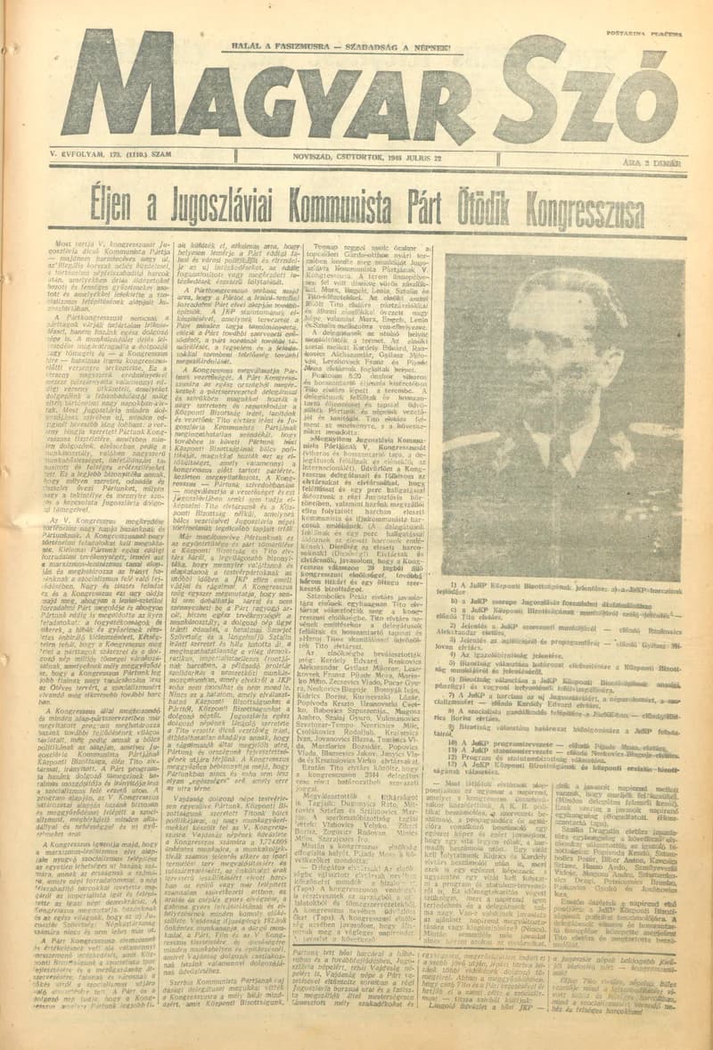 Magyar Szó, 5. évf. 1948. július 22. 173. sz. 1–4. oldal