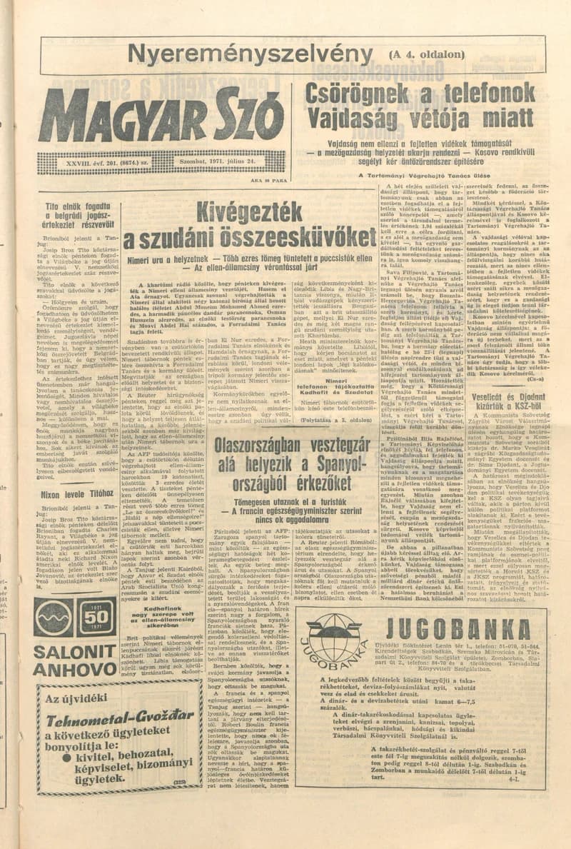 Magyar Szó, 28. évf. 1971. július 24. 201. sz. 1–20. oldal