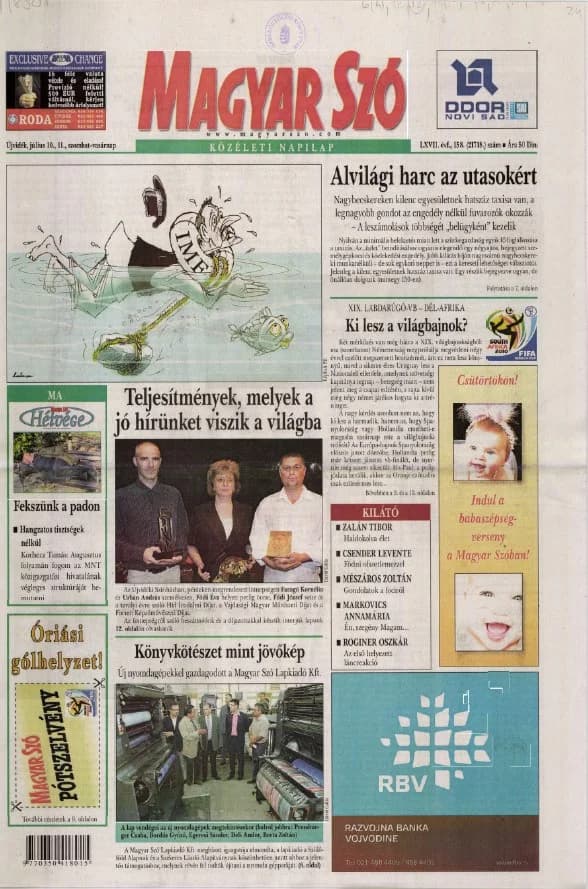 Magyar Szó, 67. évf. 2010. július 10. – 11. 158. sz. 1–44. oldal