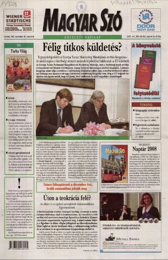 Magyar Szó, 64. évf. 2007. november 29. 280. sz. 1–20. oldal
