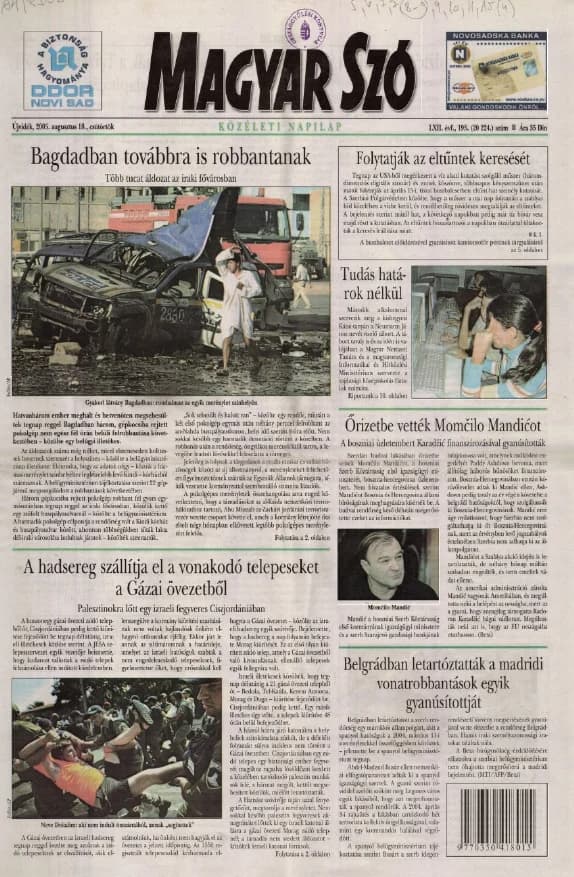 Magyar Szó, 62. évf. 2005. augusztus 18. 193. sz. 1–20. oldal