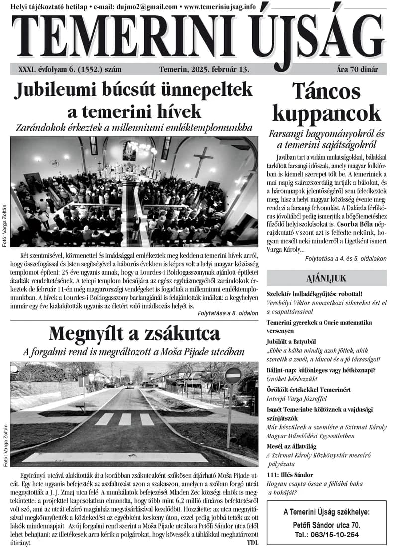 Temerini Újság, 31. évf. 2025. február 13. 6. sz.