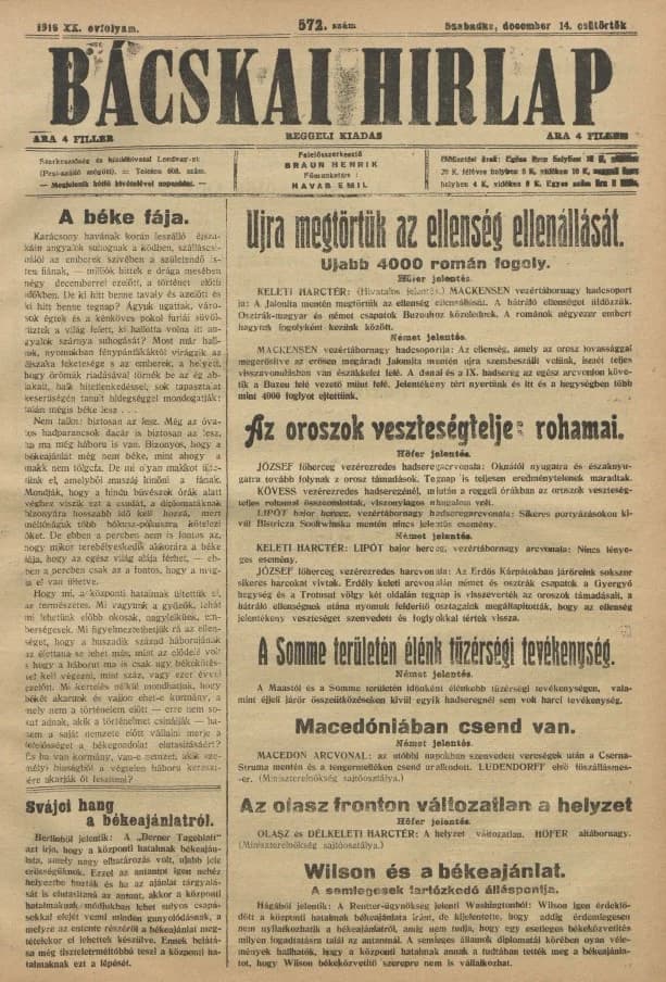 Bácskai Hirlap, 20. évf. 1916. december 14. 572. sz.