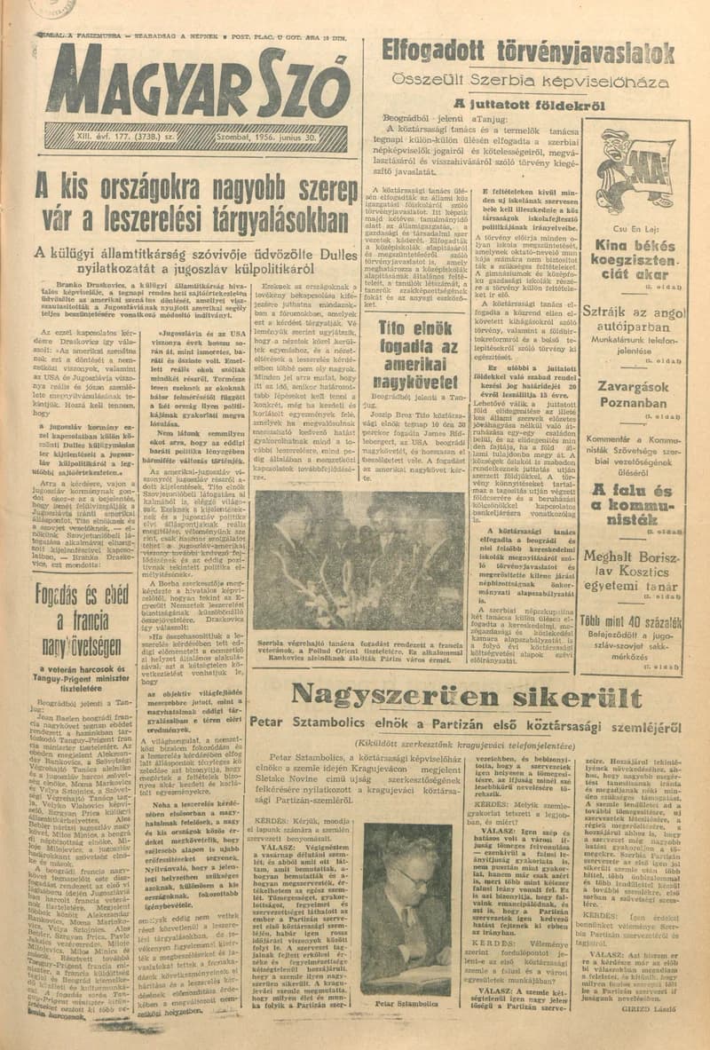 Magyar Szó, 13. évf. 1956. június 30. 177. sz. 1–12. oldal