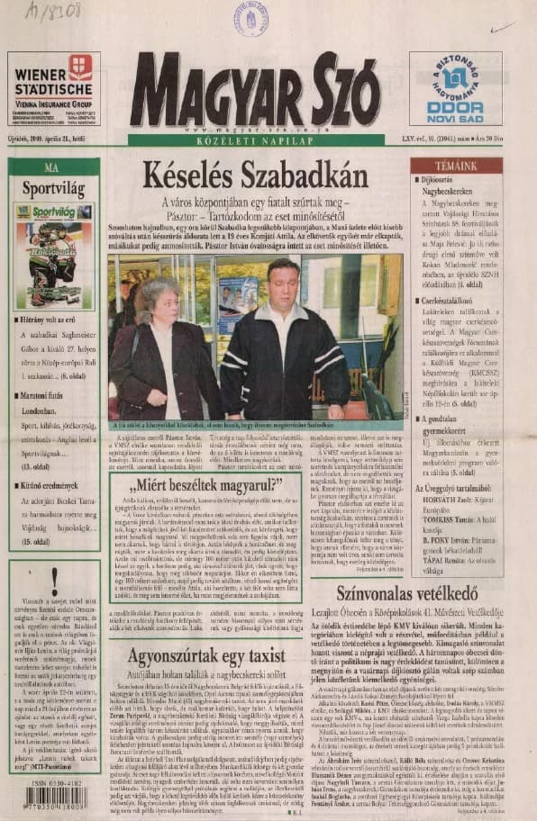 Magyar Szó, 65. évf. 2008. április 21. 91. sz. 1–12. oldal