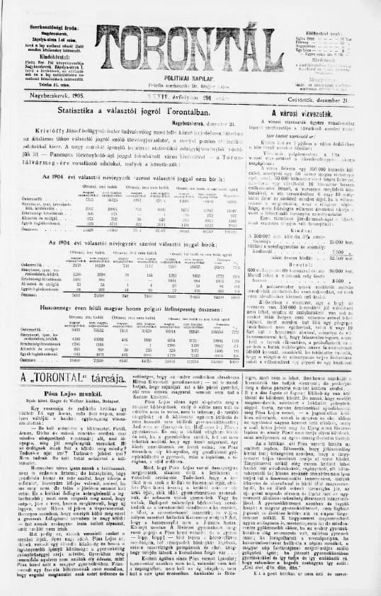 Torontál, 34. évf. 1905. december 21. 291. sz.